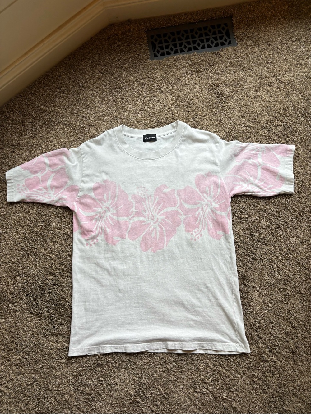 Free people pink hibiscus oversized tee